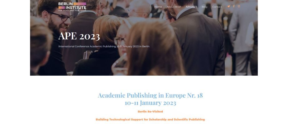 APE 2023 International Conference Academic Publishing 10-11 January 2023 in Berlin