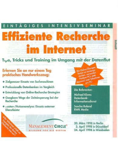 Management Circle Effiziente Recherche im Internet-Auftakt-Seminar 1998