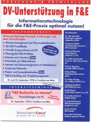 Internet-Recherche für F&E - Management Circle Seminar Flyer