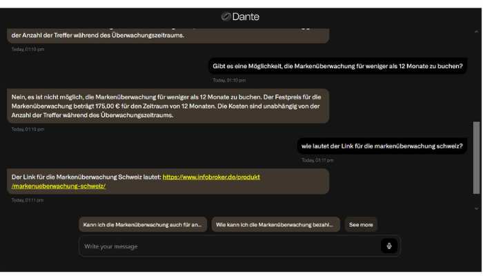 KI Chatbot Markenüberwachung mit Dante